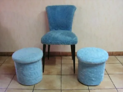 Chaise et poufs en fourrure, vintages - Collection - Castres (81100)