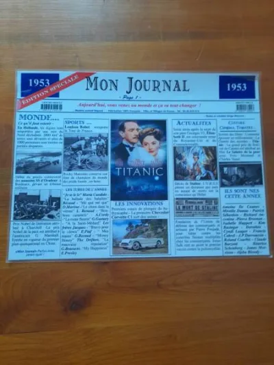 Set de table année 1953 - mon journal - plastifié - photo 2