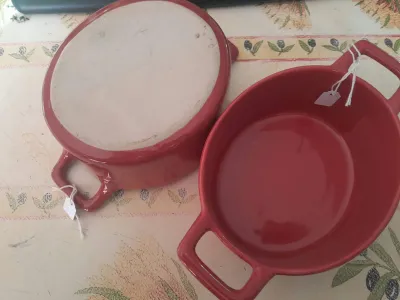 2 Mini Plat de Cuisson en Céramique Rouge - Arts de la Table