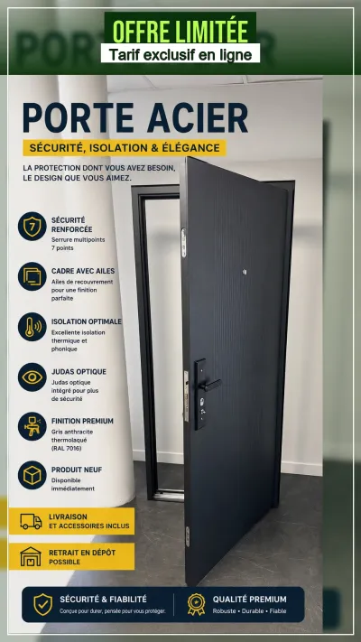 Porte acier aluminium pour construction - photo 2