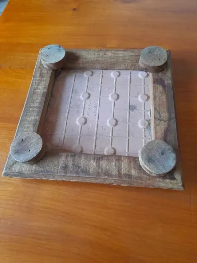 Ancien dessous de plat en faience et bois - photo 2