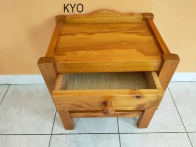 Table chevet bois, tiroir, l.41 x p.33 x h.47 cm - photo 2