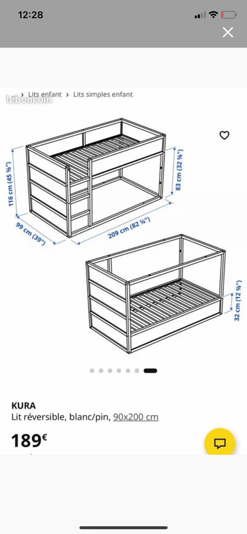 LIT ENFANT IKEA KURA - Meubles - Paris 12e (75012)