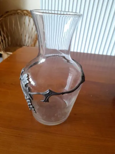Carafe à vin en verre - grappe de raisin en étain - photo 3