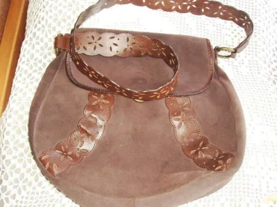 Sac à main daim et cuir "Un1Deux2Trois3" - Sacs & Maroquinerie