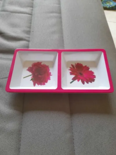 Petit plateau apéritif en plastique - déco floral - photo 2