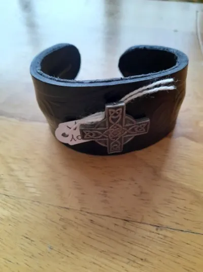 Bracelet en cuir noir ethnique - photo 2