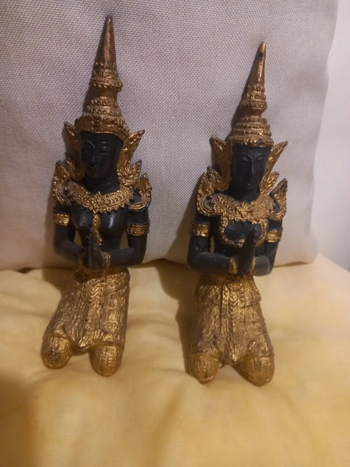 DUO STATUETTES BRONZE LAITON THAILANDE - Décoration - Nant (12230)