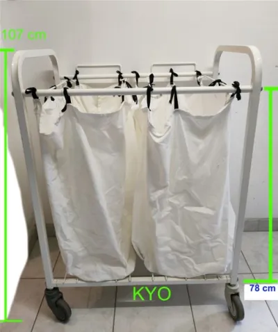 Chariot porte sac linge sale blanc rectangulaire - photo 2