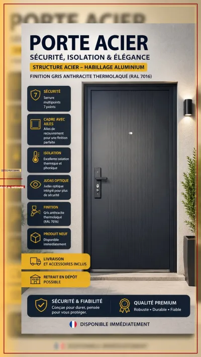Porte acier aluminium pour construction - photo 3