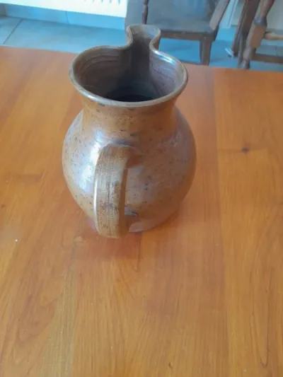 Ancienne cruche en grès - fait main - photo 2