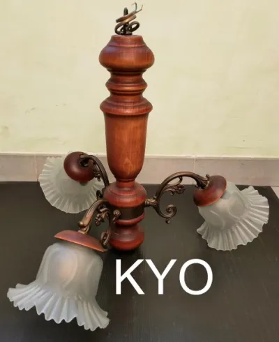 Lustre suspension 3 branches, valois tosel, bois - Décoration - Foncine-le-Haut (39460)