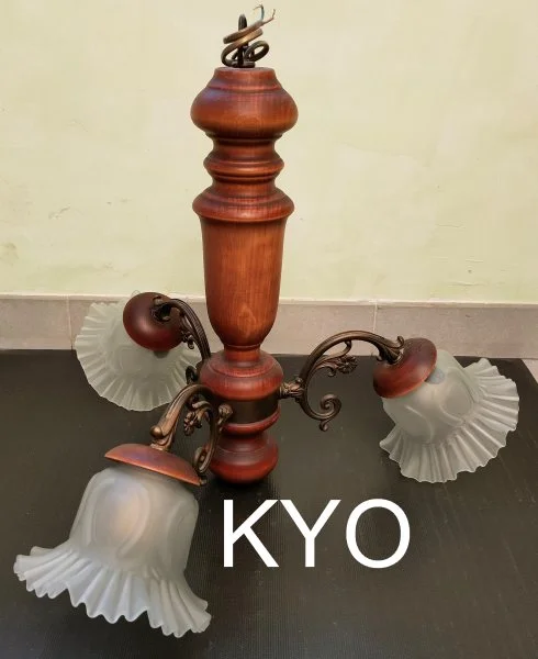 Lustre suspension 3 branches, valois tosel, bois - Décoration - Foncine-le-Haut (39460)