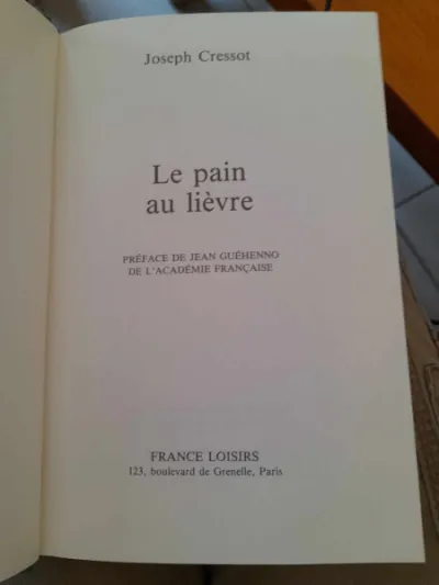 Le pain au lièvre - joseph cressot - Livres - Saint-Satur (18300)