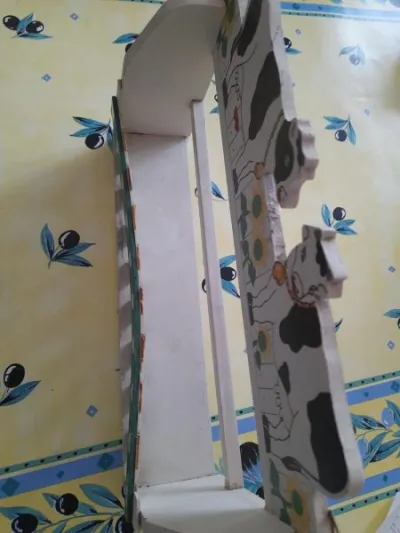 Etagère à épices en bois blanc - décoration vache - photo 4