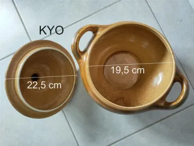 Marmite soupière ronde couvercle anses,terre cuite - photo 4