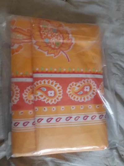 Drap plat orange à motifs 240 x 300 - Meubles