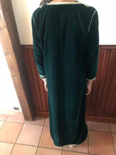 Keftan vert en velours avec dore - photo 3