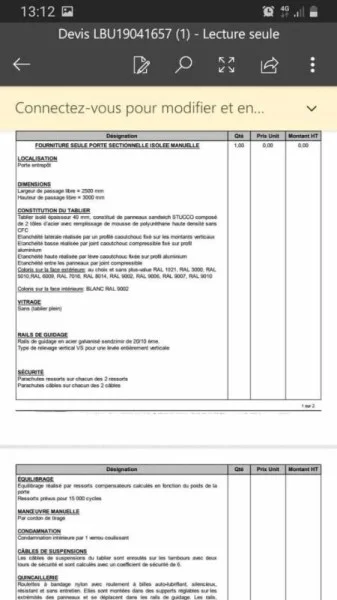 Porte sectionnelle manuelle - Autre Matériel Pro - Orgueil (82370)