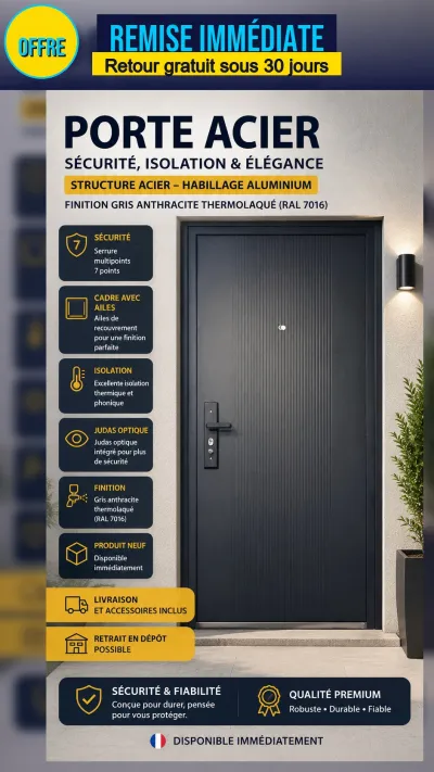 Porte acier aluminium finition thermolaquée - photo 3