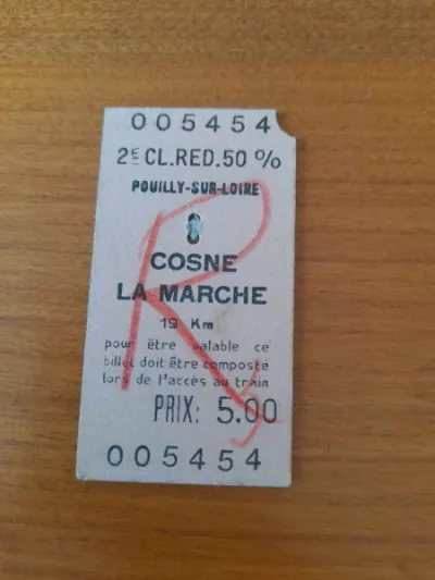 Ancien ticket sncf pouilly sur loire - cosne - Collection - Saint-Satur (18300)