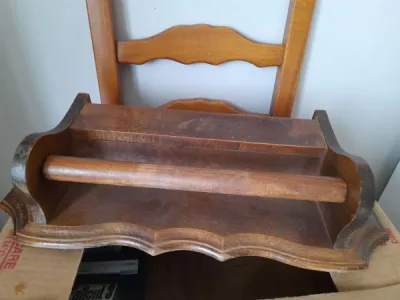 Vintage - etagère mural cuisine en bois - dévidoir - photo 3