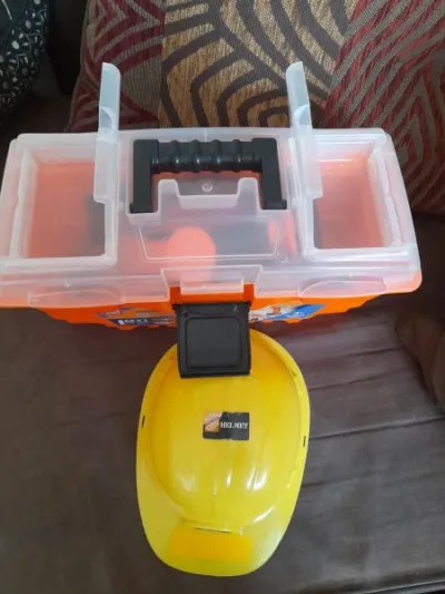 Boite à outils en plastique pour enfants + casque - photo 2