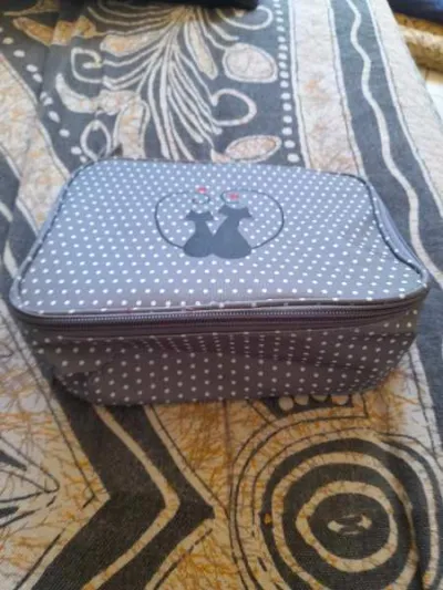 Petite trousse de toilette gris à point - Sacs & Maroquinerie - Saint-Satur (18300)