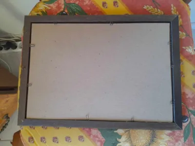 Ancien miroir sérigraphié femme avec panier - photo 2