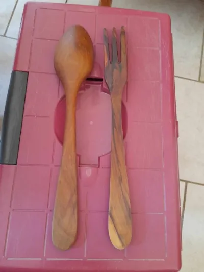 Couvert à salade en bois d'olivier - photo 2