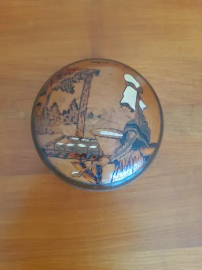 Boite à bijoux ronde en bois " cayeux sur mer " - photo 2