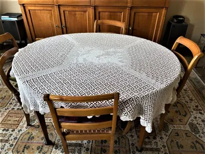 Nappe ronde neuve blanche faite main au crochet 28 - photo 2