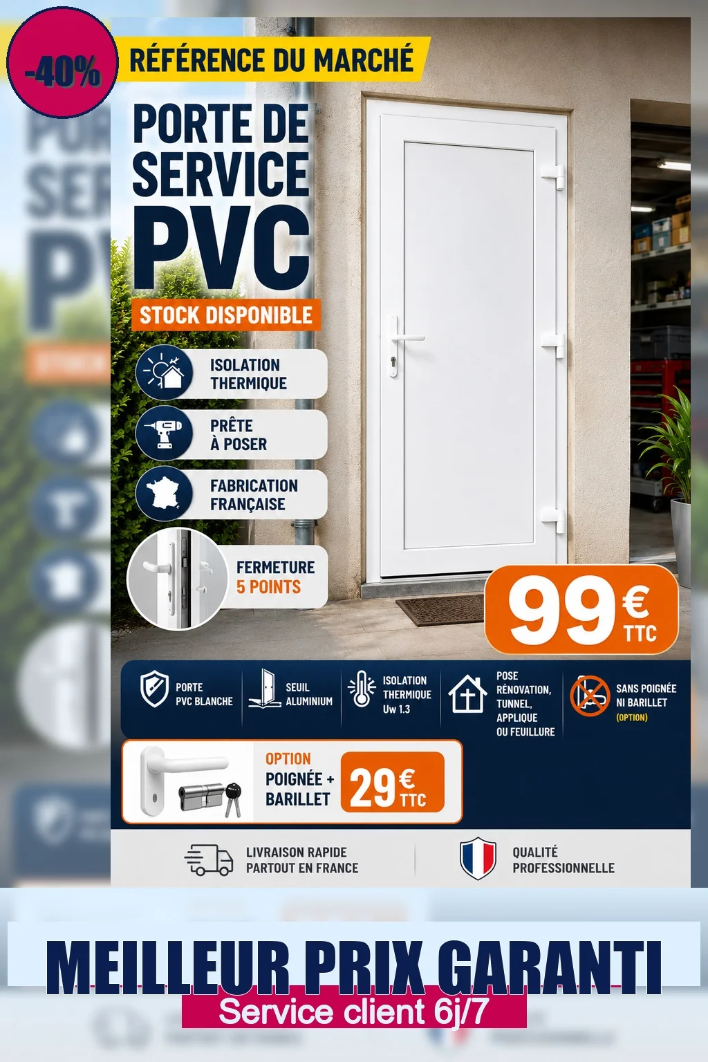 Porte de service PVC retrait en dépôt - Bricolage - Villeurbanne (69100)