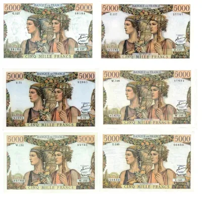 F 48 5000 f terre mer LOT DE 6 BILLETS - Collection - Raismes (59590)
