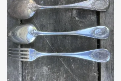 24 couvert en argent massif signée hénin &amp; cie - photo 3