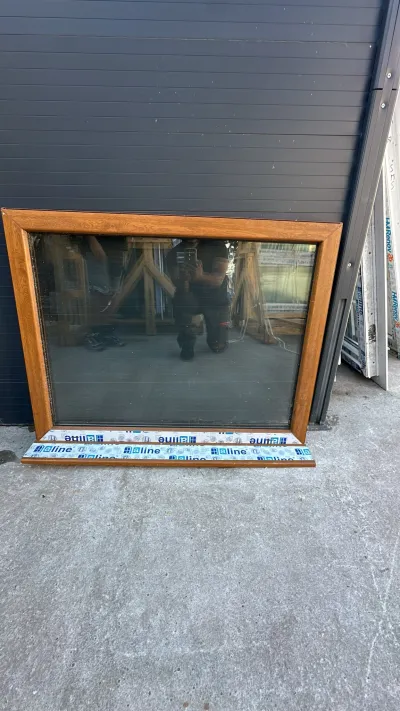 Fenêtre pvc fixe chêne doré Haut 780/ Larg 1000 - Bricolage