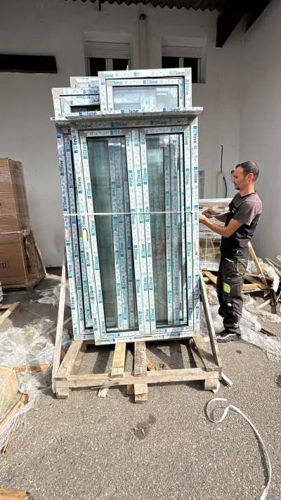 Porte fenêtre deux vantaux en alu H 2470 / L 1440 - Bricolage