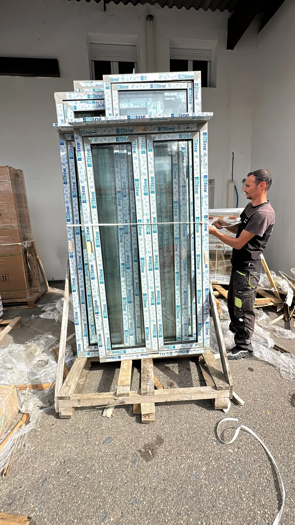 Porte fenêtre deux vantaux en alu H 2470 / L 1440 - Bricolage - Quincieux (69650)