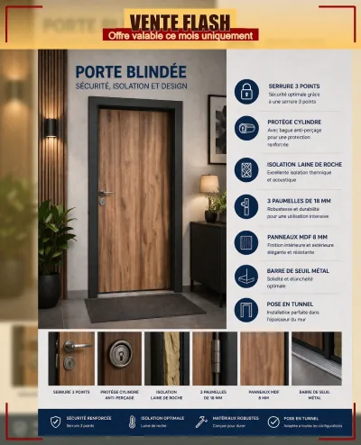 Porte acier aluminium avec judas intégré - photo 2