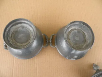 2 petites soupières avec couvercles étain lourd - photo 4