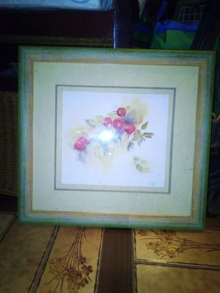 Tableau/cadre boule rouge cadre vert en bois - Décoration - Saint-Satur (18300)