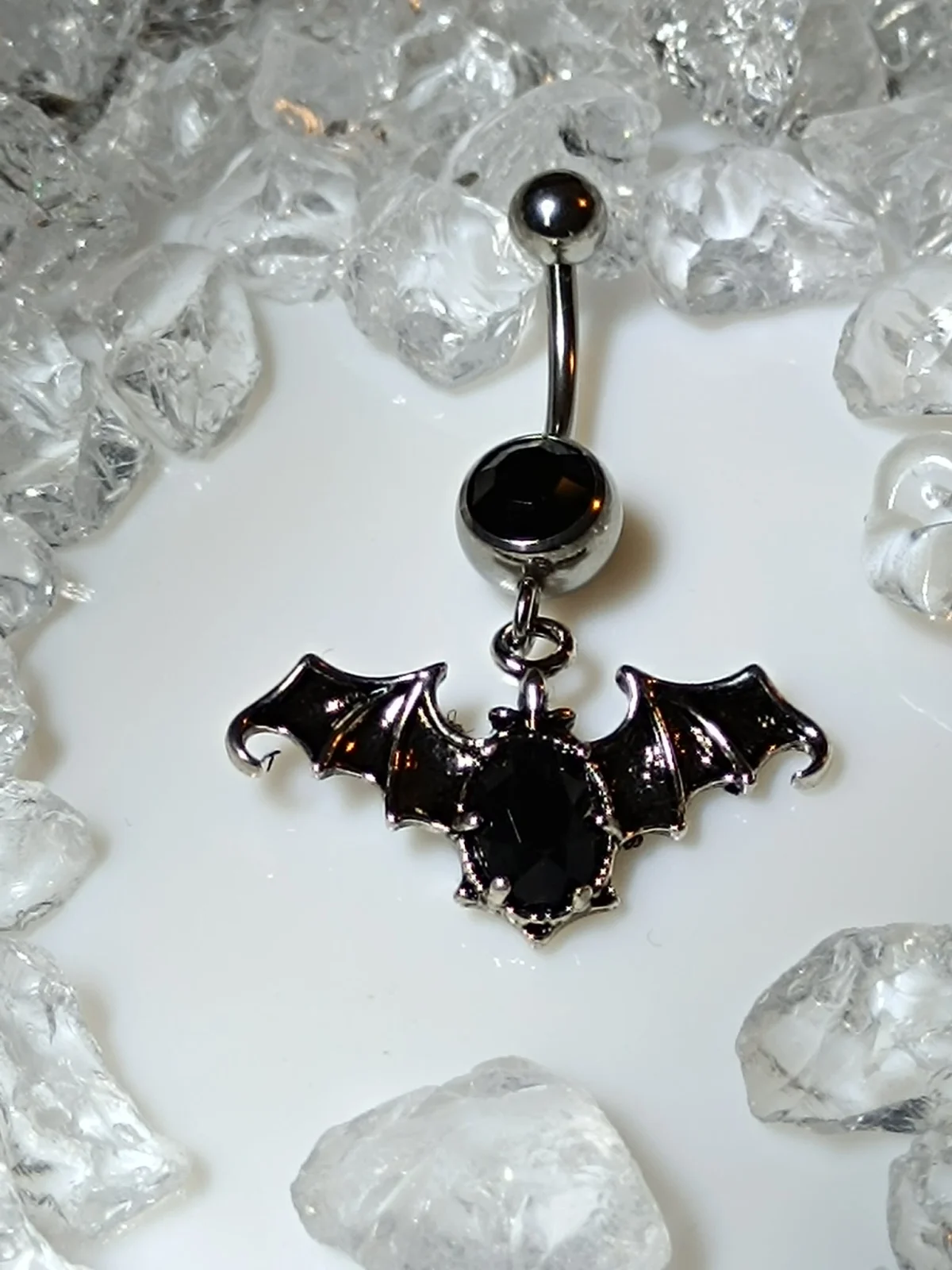 piercing nombril chauve souris satan strass noir a - Bijoux & Montres