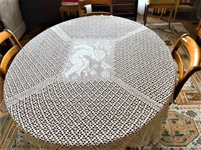 Nappe ronde neuve blanche faite main au crochet 28 - photo 4