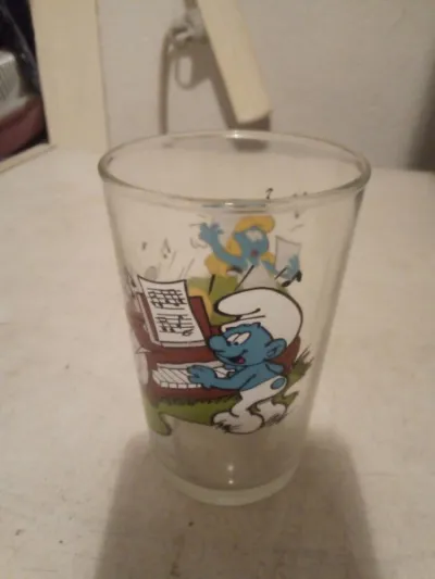 Verre a moutarde schtroumpf - Collection - Saint-Satur (18300)