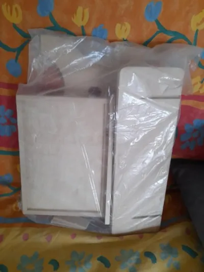 Tabouret de cirage à tiroir en bois - photo 2