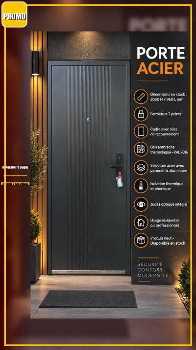 Porte acier aluminium finition thermolaquée - photo 2
