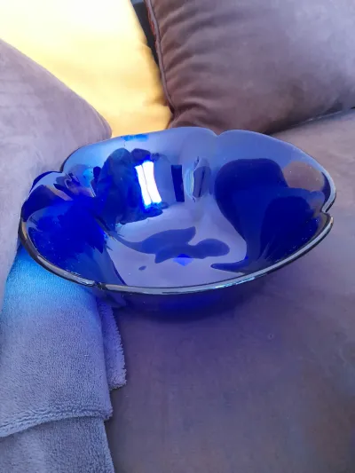 Saladier en Verre épais et Soufflé Bleu Cobalt - photo 3