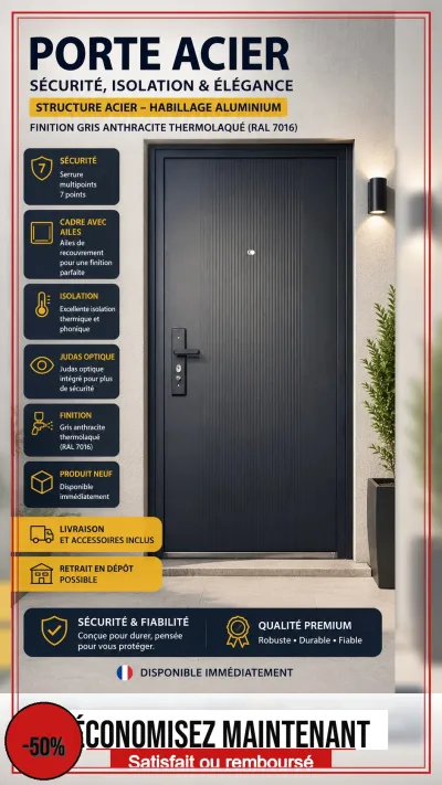 Porte acier aluminium gris anthracite - photo 3