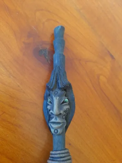 Pipe artisanale ethnique en bambou et argile - - photo 4