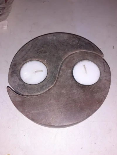 Porte bougie ying yang en bois - Décoration - Saint-Satur (18300)